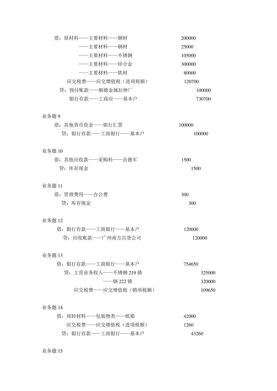 真账实操业务题会计分录_第2页