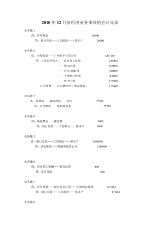 真账实操业务题会计分录