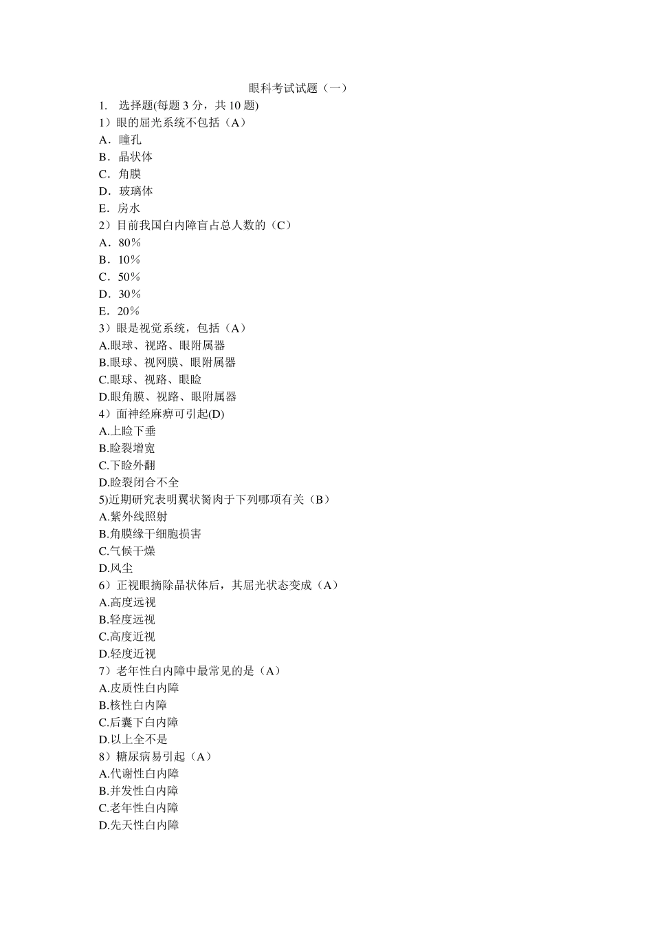 眼科考试试题_第1页