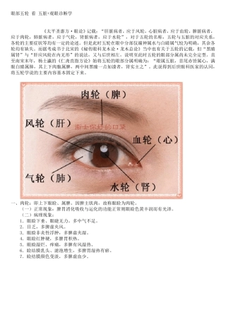 眼部五轮看五脏+观眼诊断学