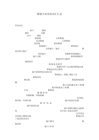 眼镜专业英语词汇汇总