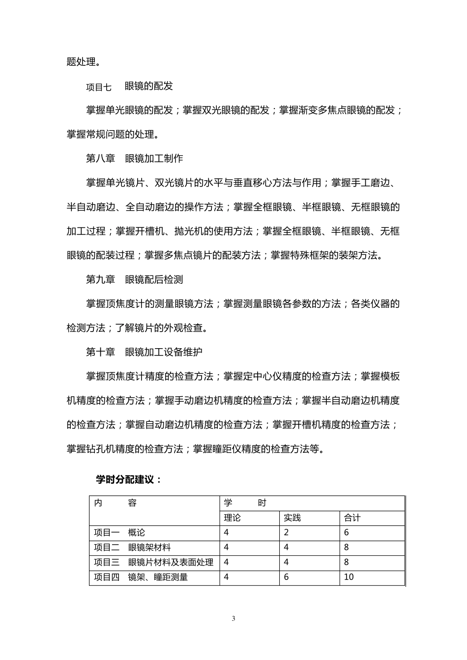 眼镜定配技术课程教学大纲_第3页