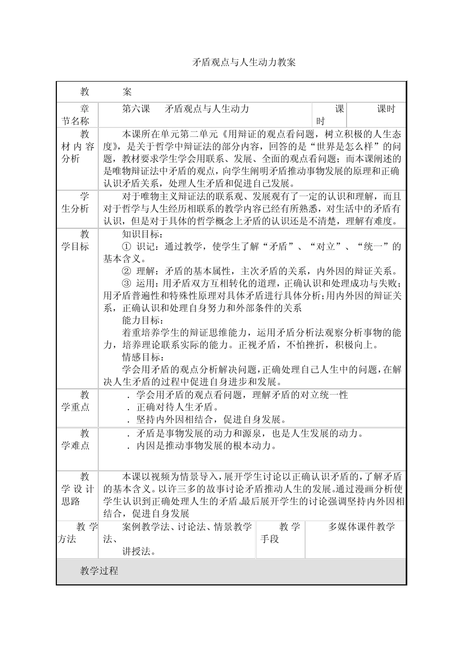 矛盾观点与人生动力教案_第1页