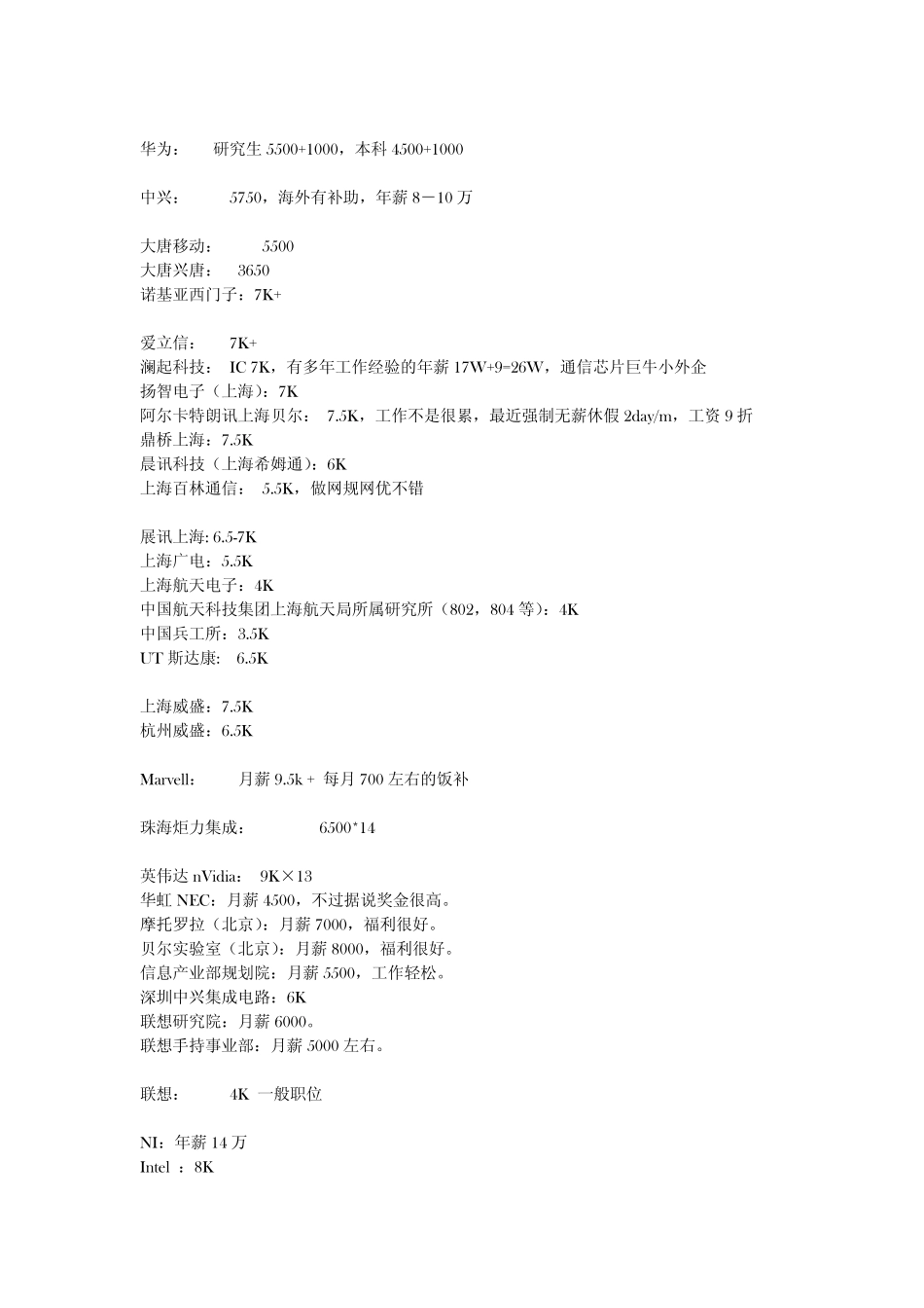 知名企业,深圳各行各业工作,薪水,福利,待遇大全_第3页