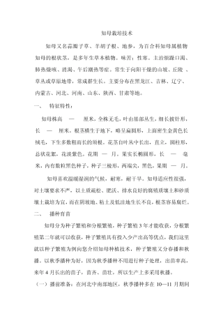 知母栽培技术