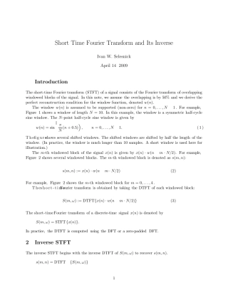 短时傅里叶变换及其逆变换(ShortTimeFourierTransformandItsInverse)