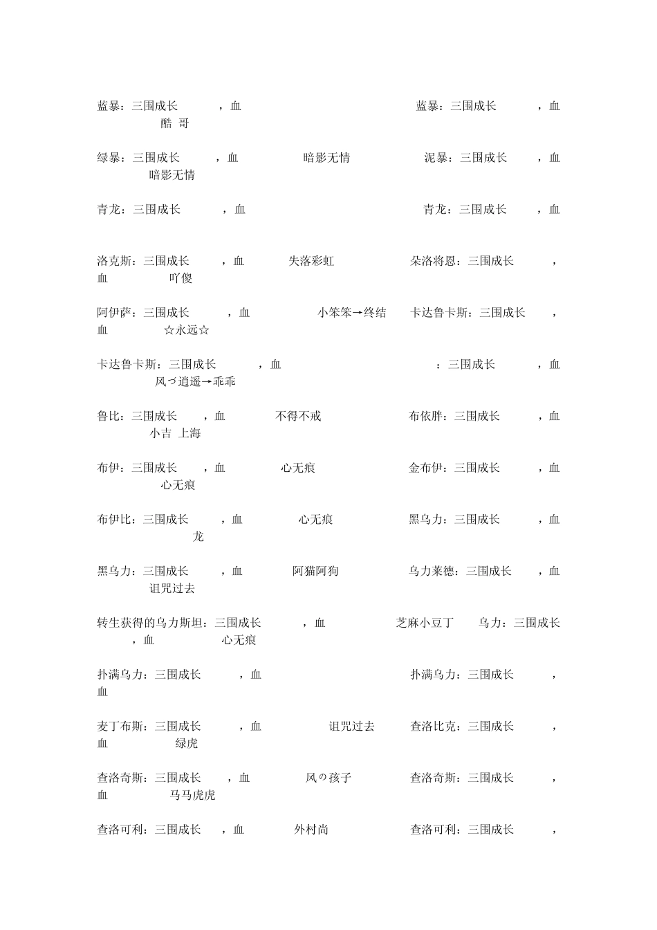 石器时代官方宠物成数据表_第2页