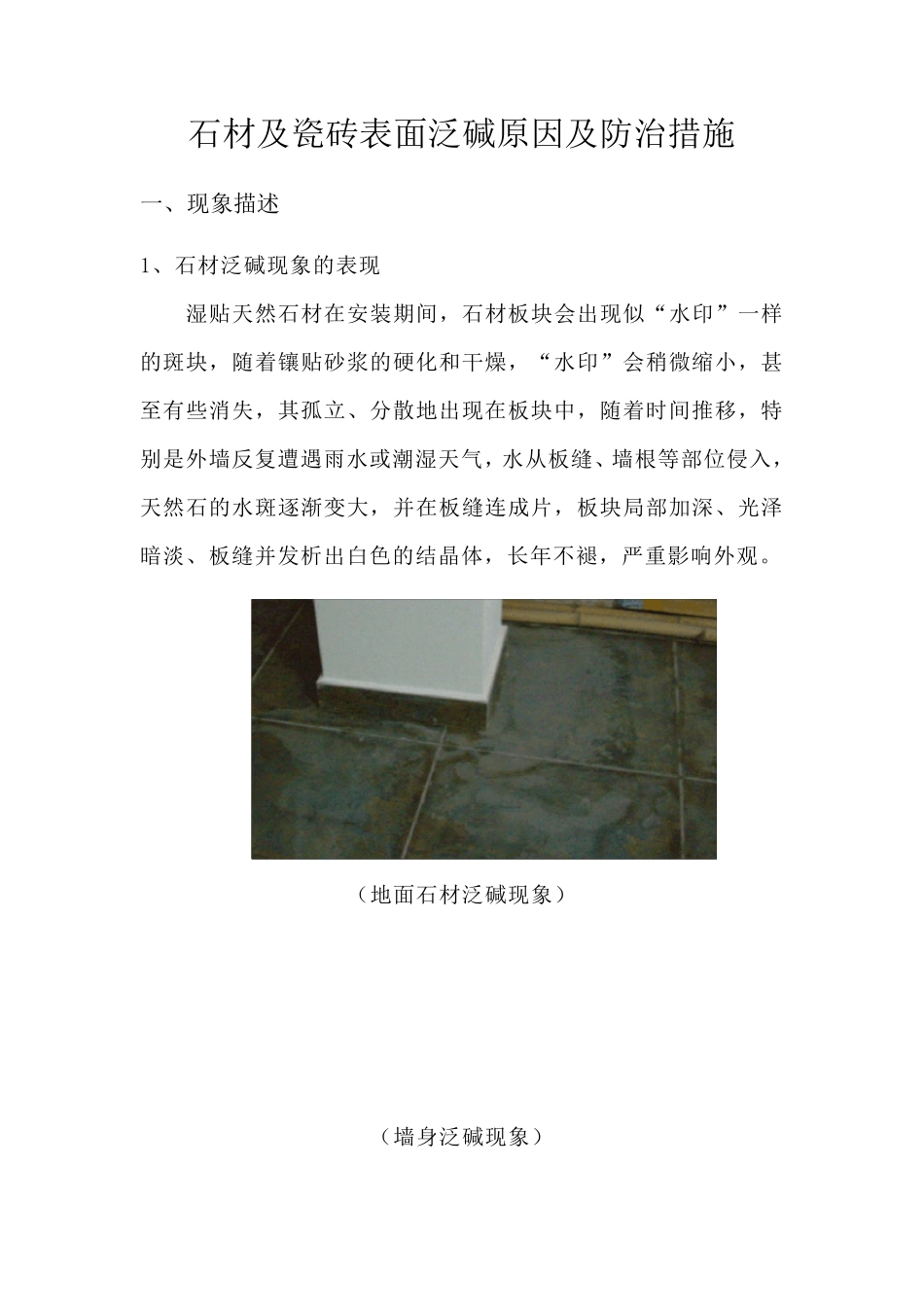 石材及瓷砖表面泛碱原因及防治措施_第1页