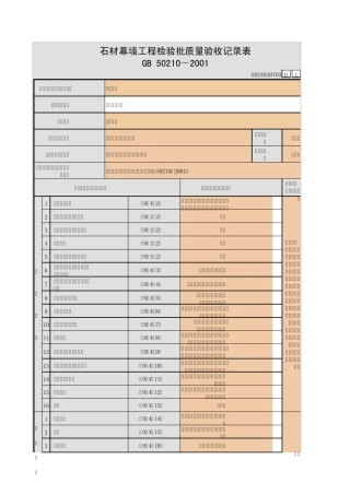 石材幕墙工程检验批质量验收记录表