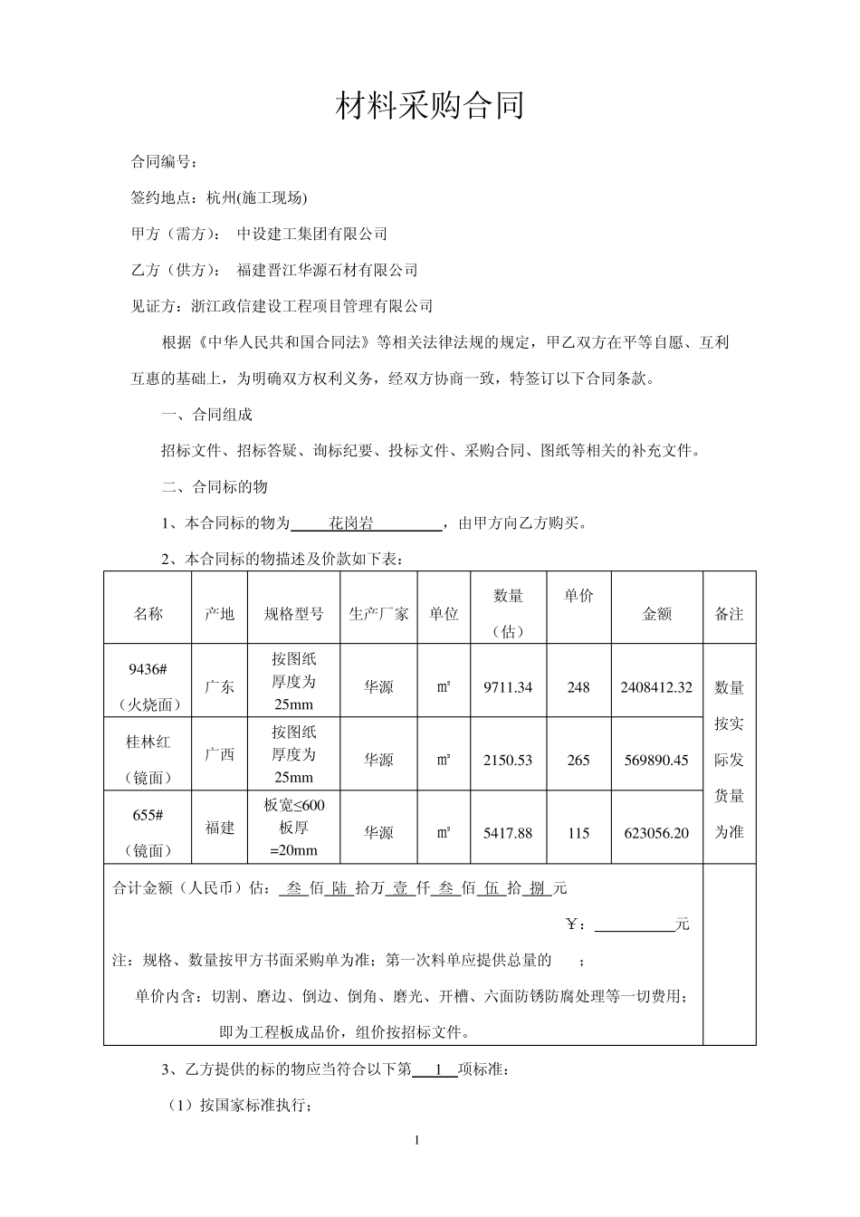 石材采购合同_第1页