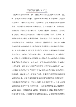 石榴发酵酒加工工艺