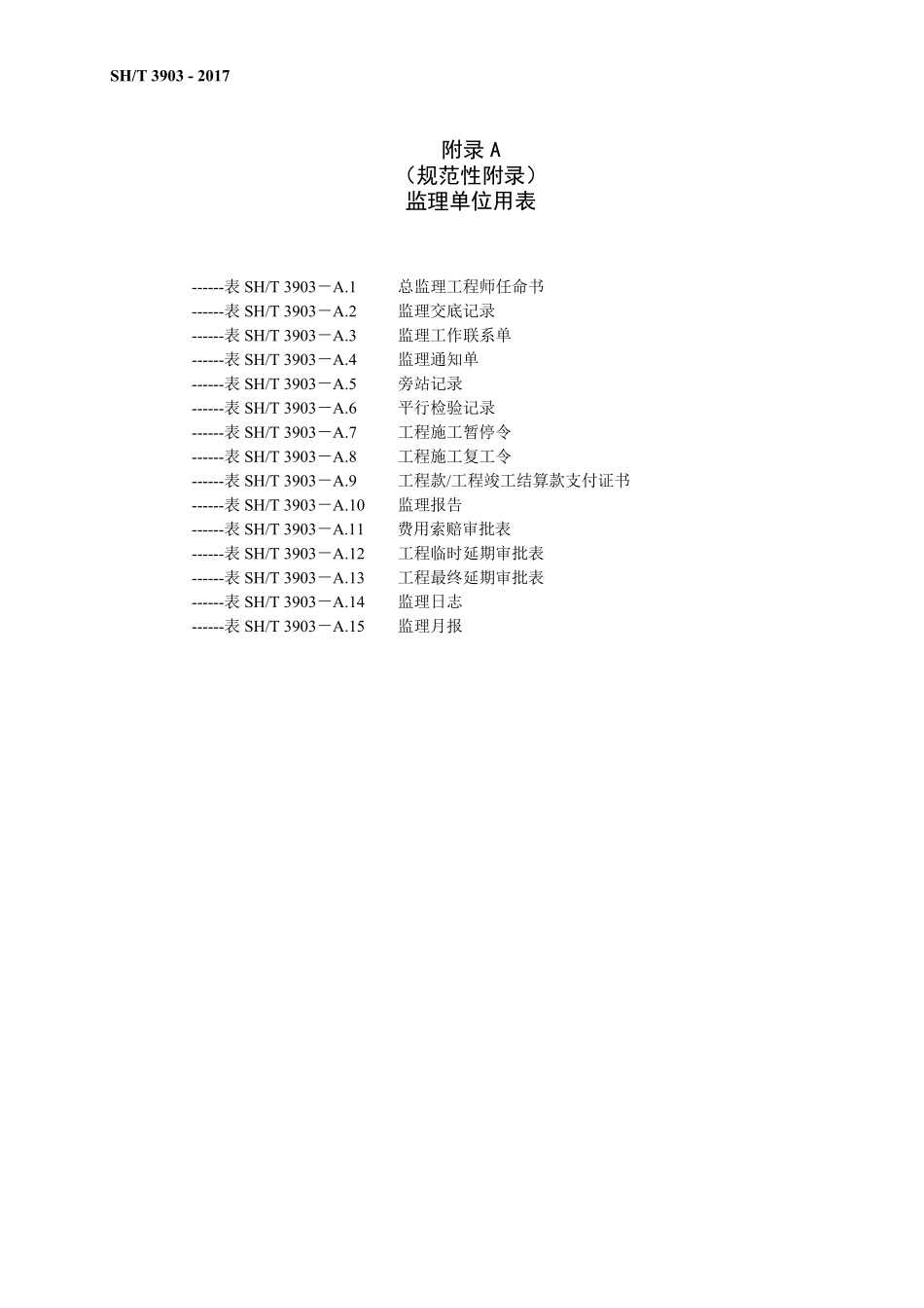 石油化工建设工程项目监理规范(SH／T39032017)附录A和B表格_第1页