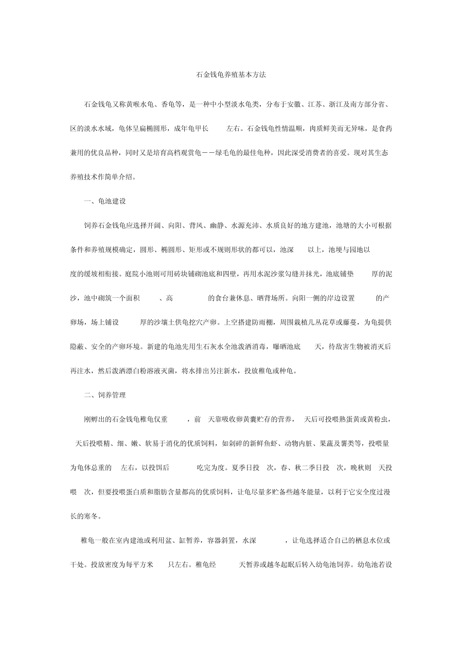 石金钱龟养殖基本方法_第1页