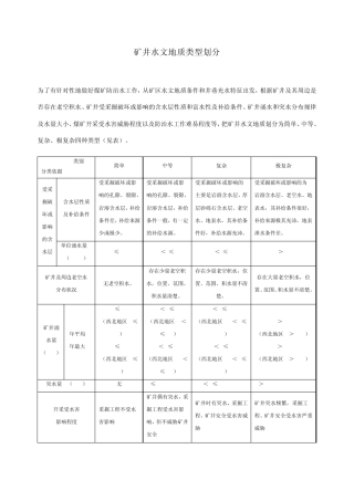 矿井水文地质类型划分