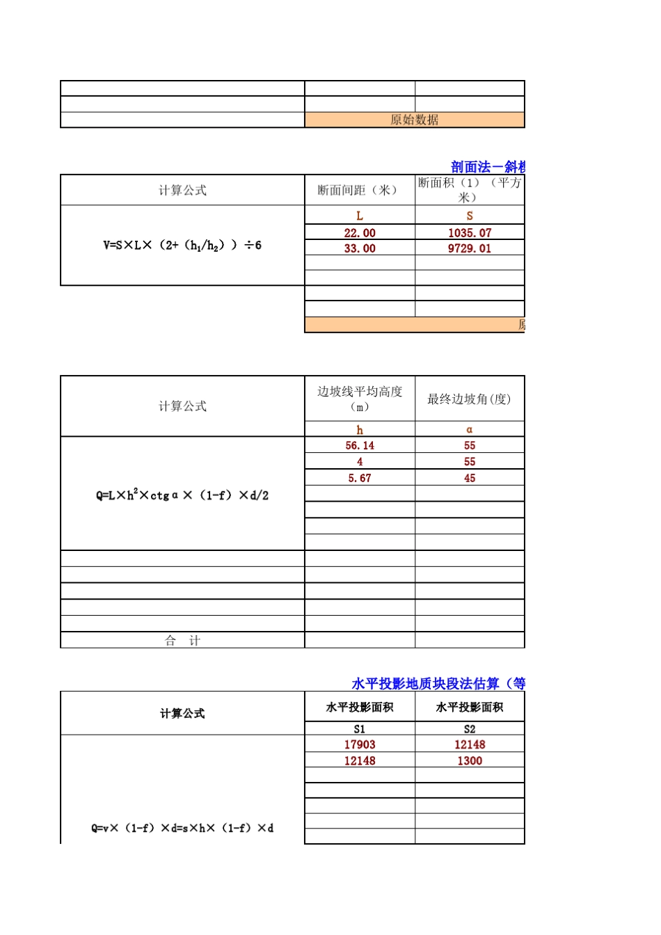 矿产资源储量计算表(平行断面法适用)_第2页