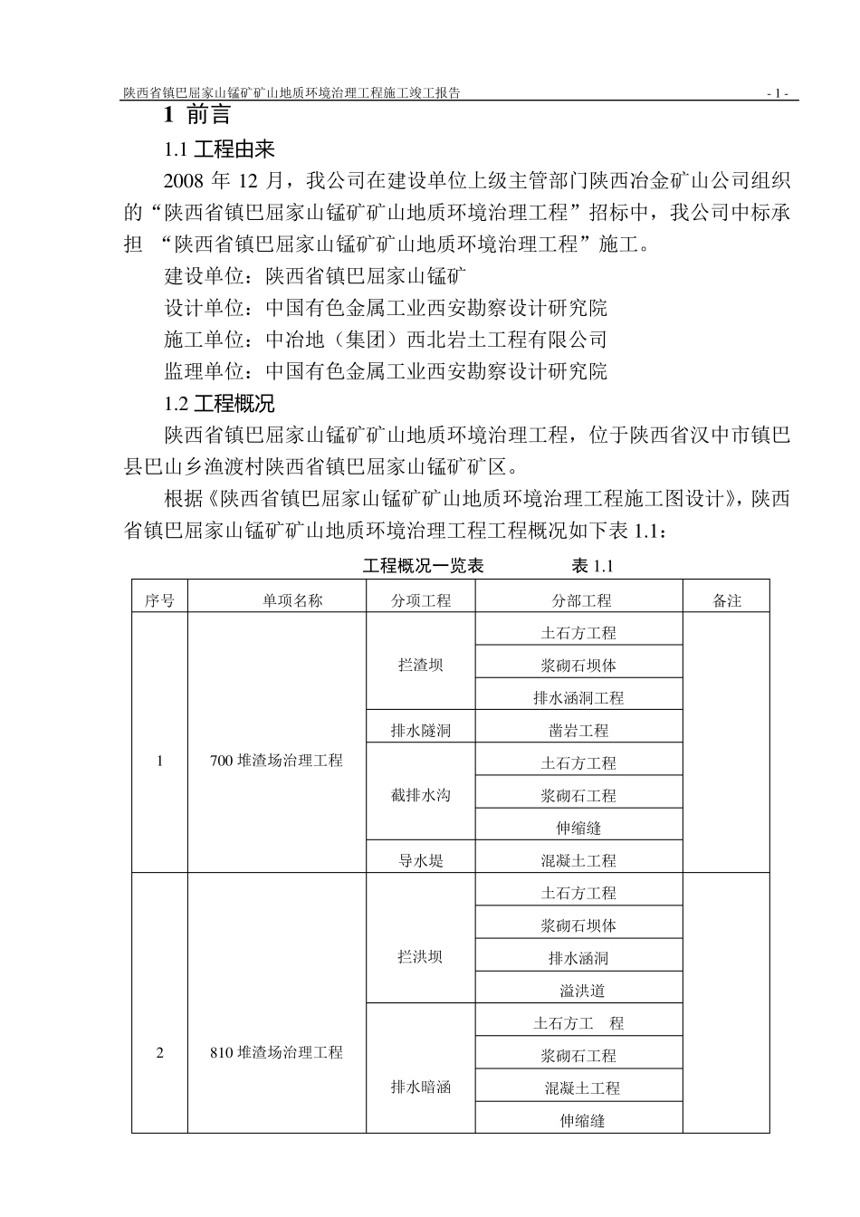 矿山地质环境治理工程竣工报告_第1页