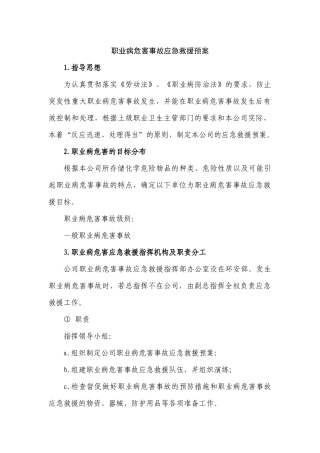 某公司职业病危害事故应急救援预案