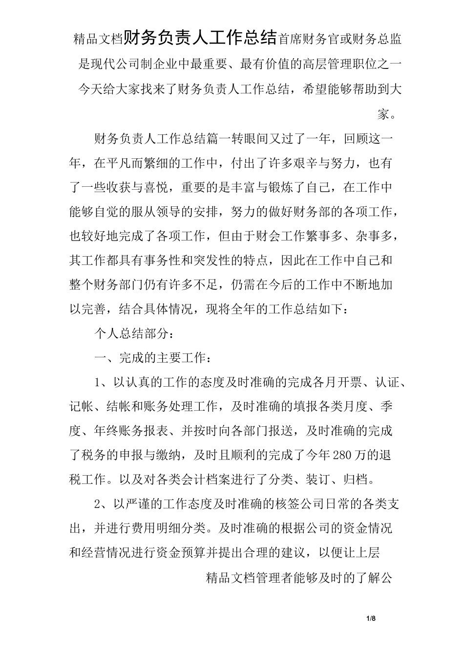 财务负责人工作总结_第1页