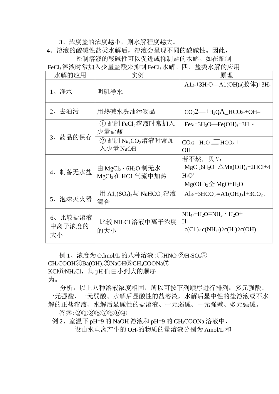 高中化学水解知识点总结及习题(有解答)_第2页