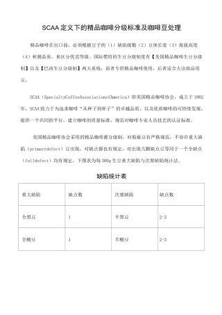 SCAA咖啡分级及其他