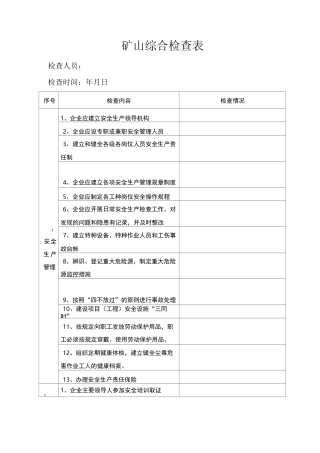 露天矿山综合检查表