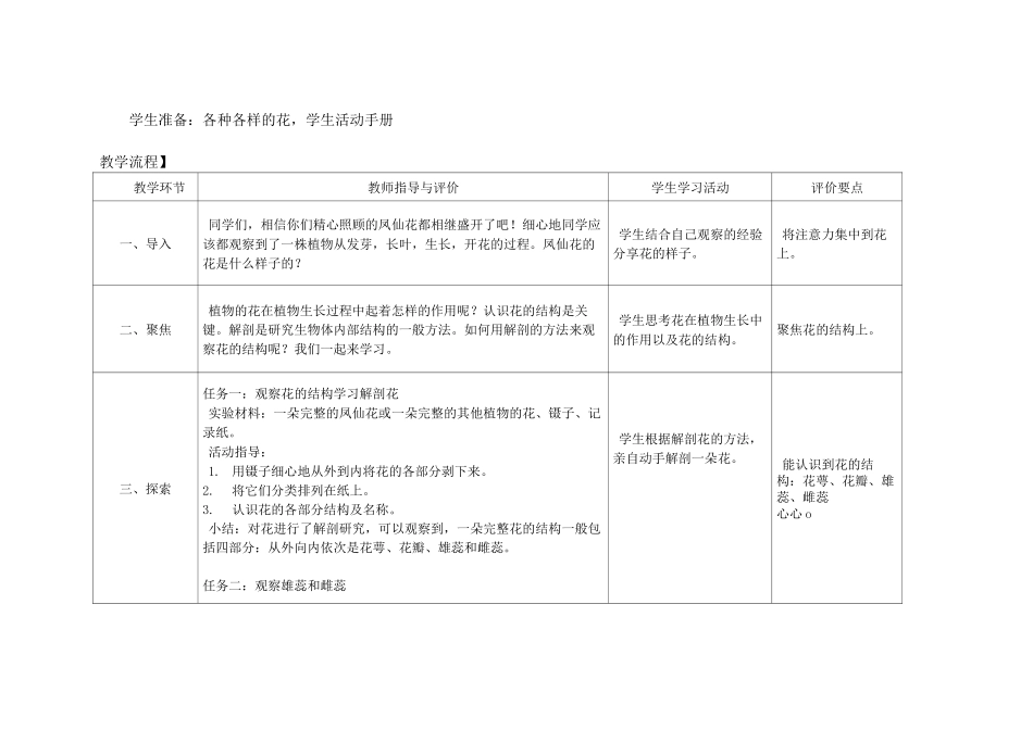 2021年新版最新教科版科学四年级下册《凤仙花开花了》教学设计_第2页