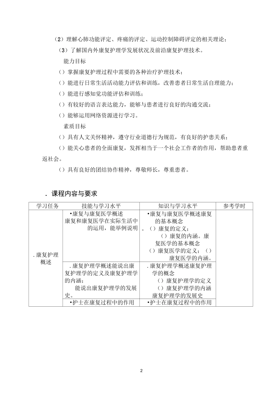 《康复护理技术》课程标准_第2页