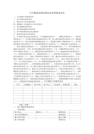 写字楼物业规范化管理制度