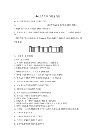光合作用与能量转化-人教版高中生物必修1基础练习