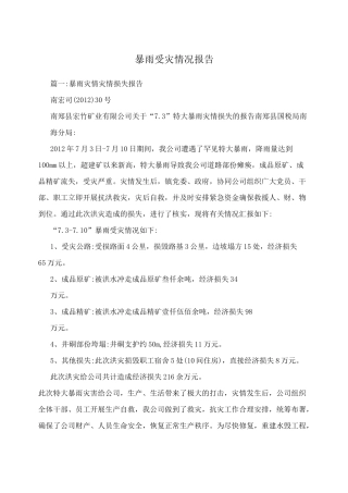 暴雨受灾情况报告