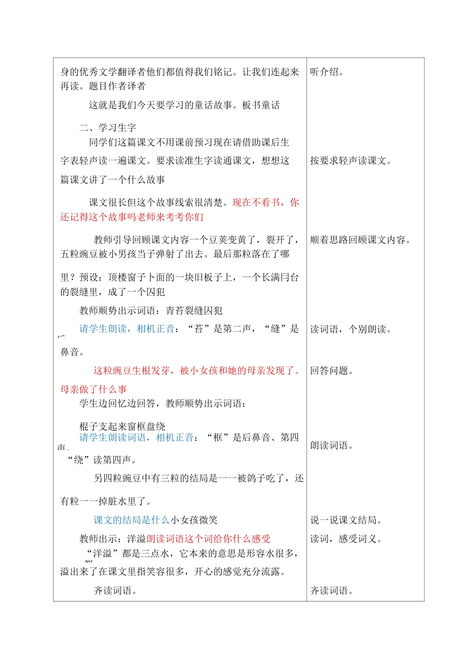 5 一个豆荚里的五粒豆 部编版配套教案_第2页