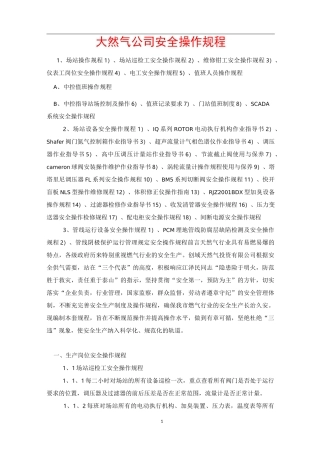 天然气公司安全操作规程