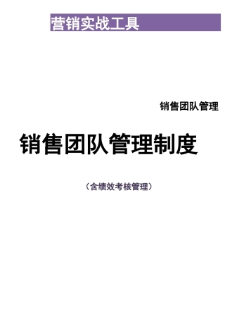 销售团队管理制度(含绩效考核管理)