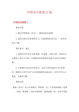 中国功夫教案15篇