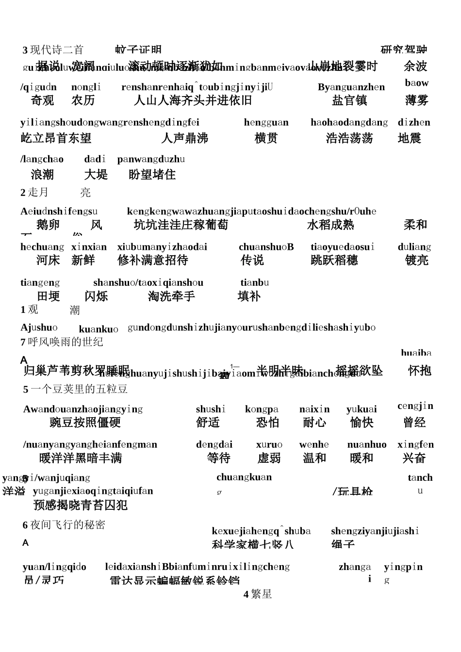 部编四年级语文上册看拼音写词语_第1页