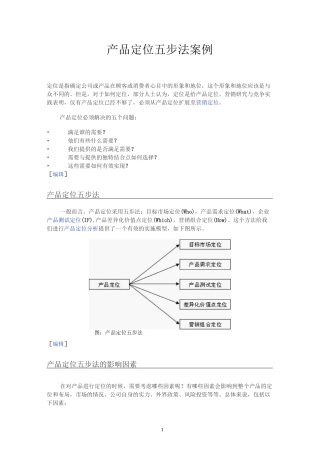 产品定位五步法案例