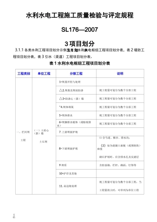水利水电工程的项目划分