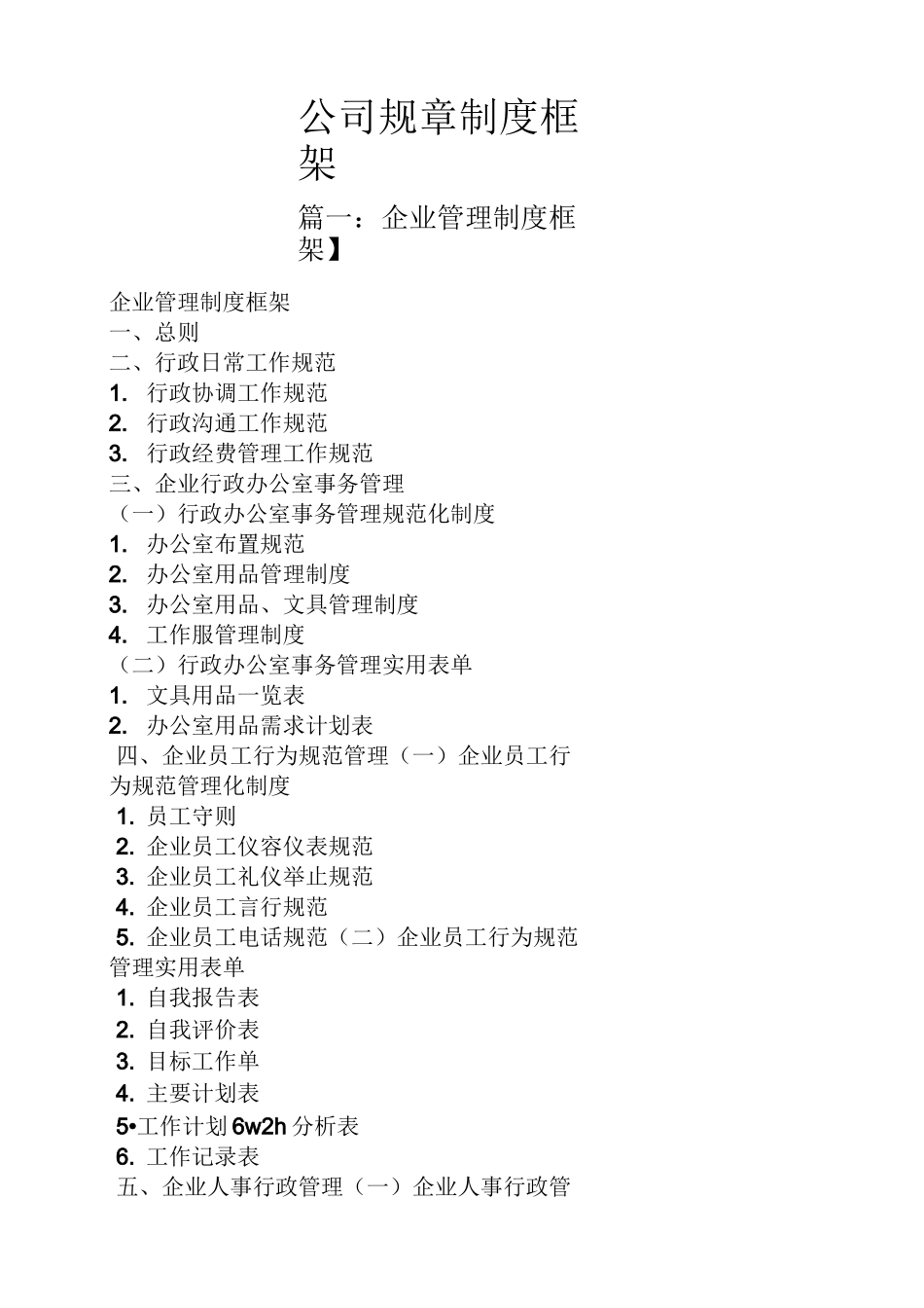 公司规章制度框架_第1页