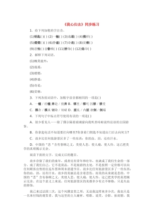 我心归去 练习