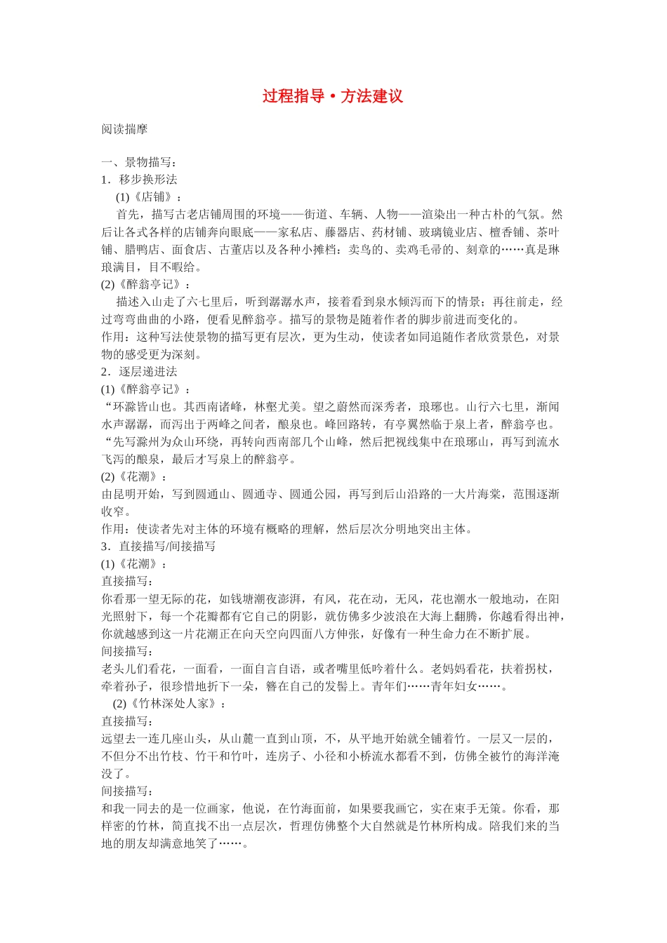 写作指导景物描写过程指导·方法建议_第1页