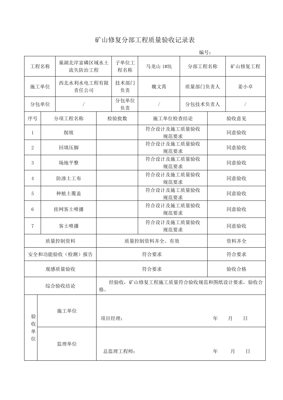 矿山治理检验批资料_第2页