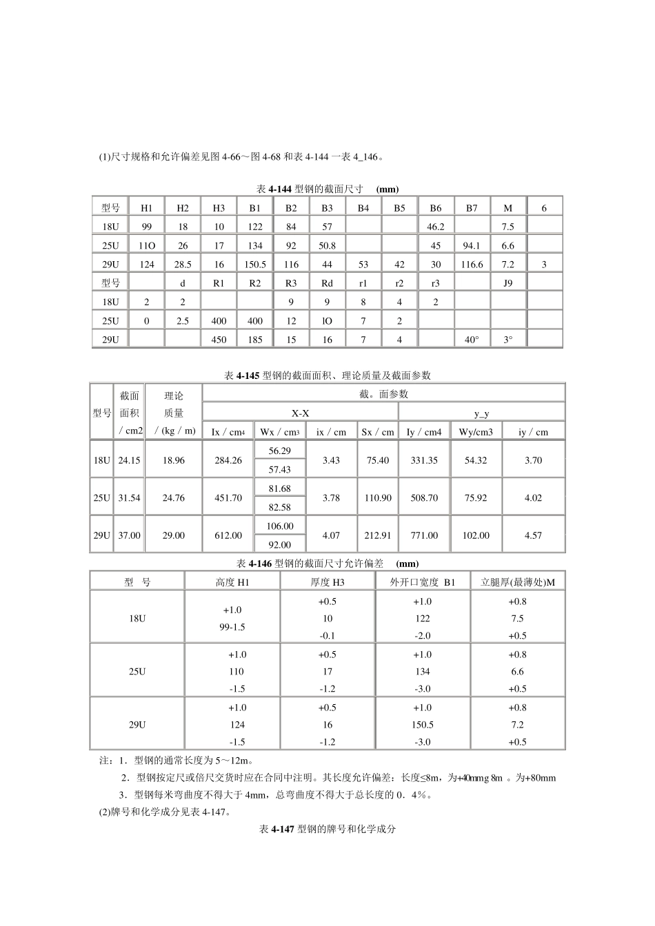 矿用U型钢参数手册_第2页