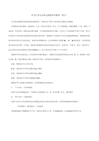 矿用产品安全标志现场评审准则2010