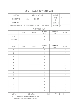 砂浆过磅记录