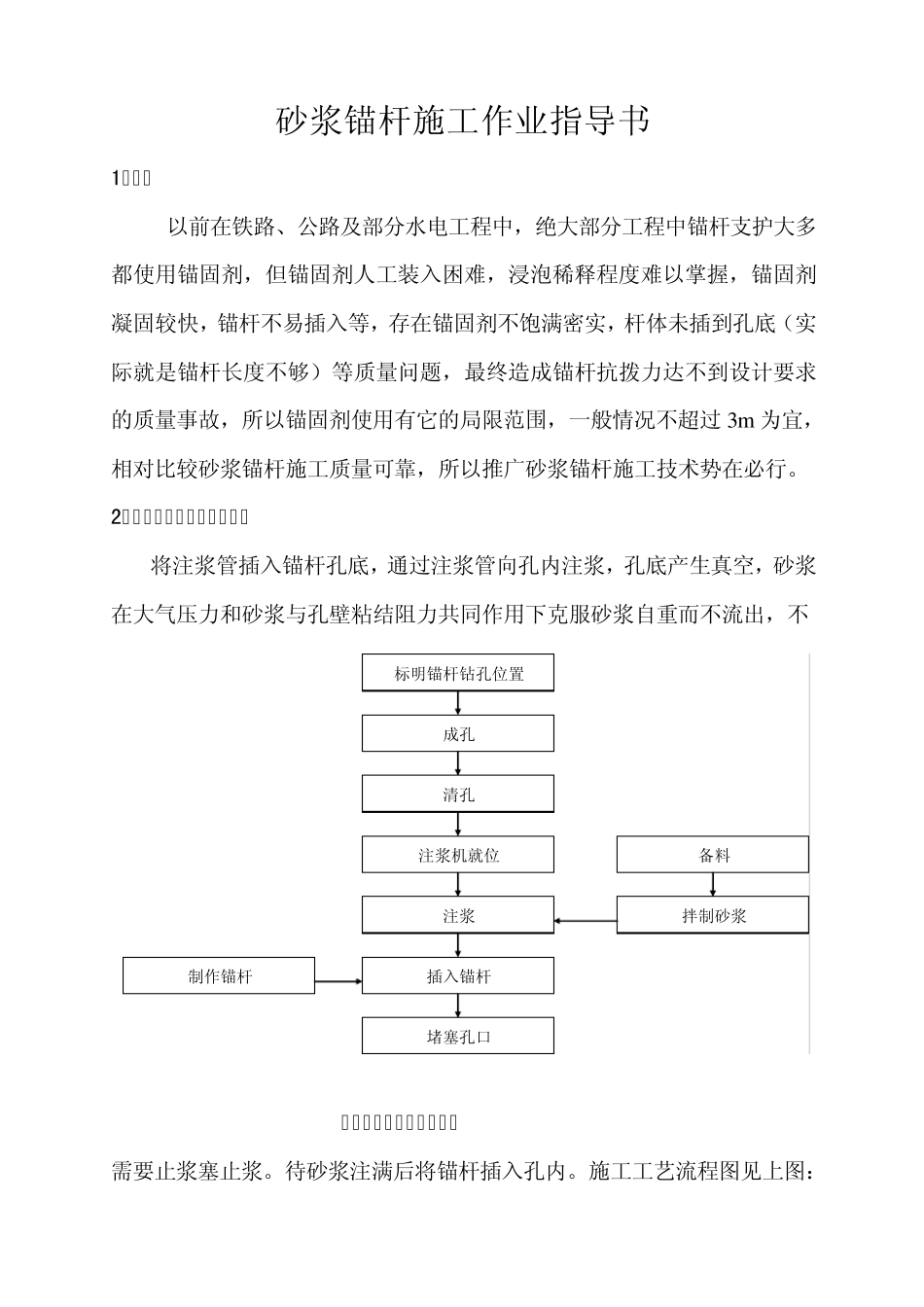 砂浆锚杆施工作业指导书_第1页