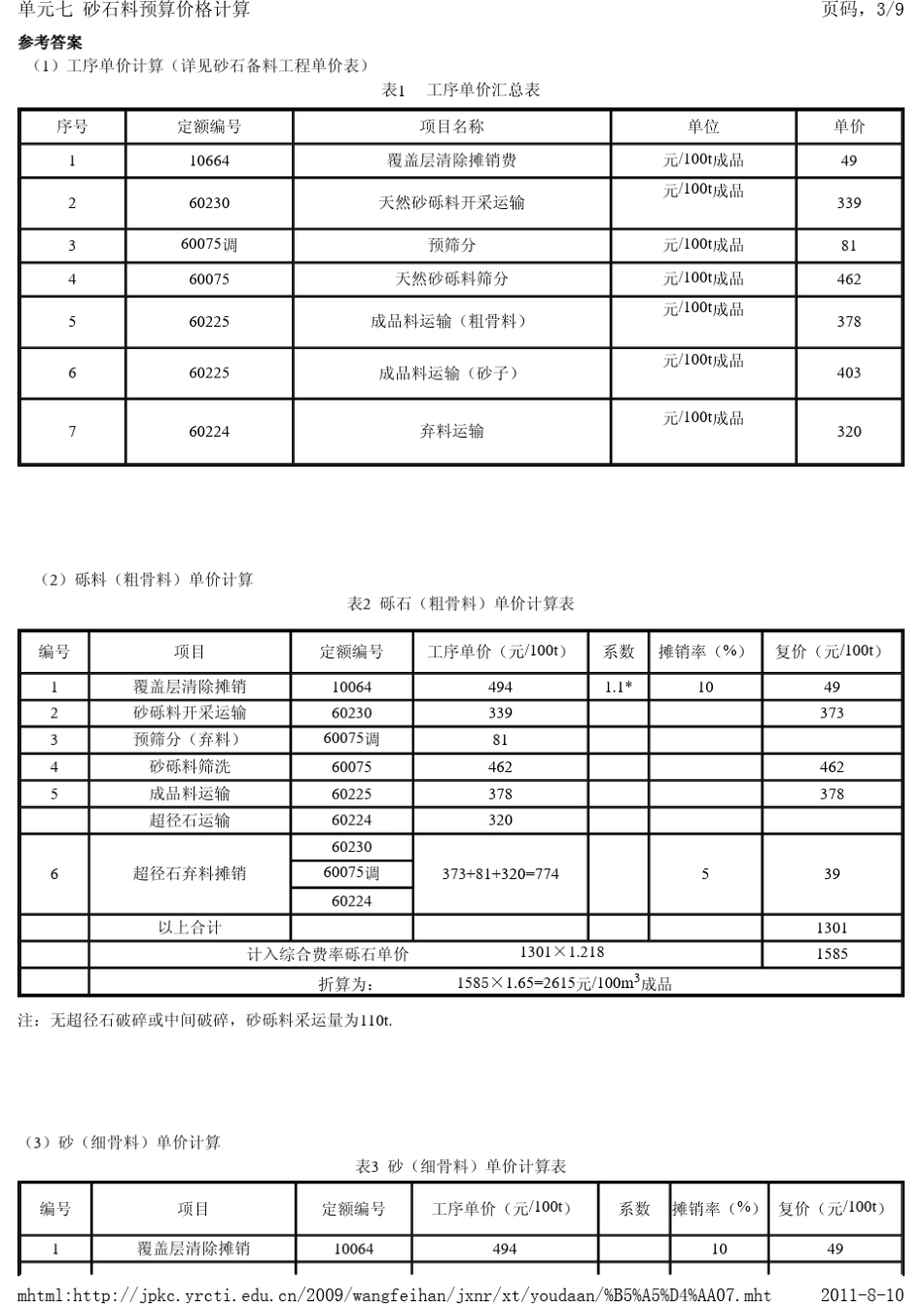 砂石料预算价格计算例题_第3页