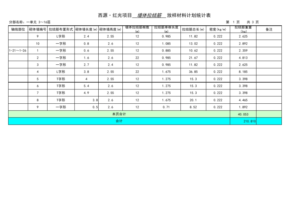 砌体拉结筋工程量计算表格_第3页
