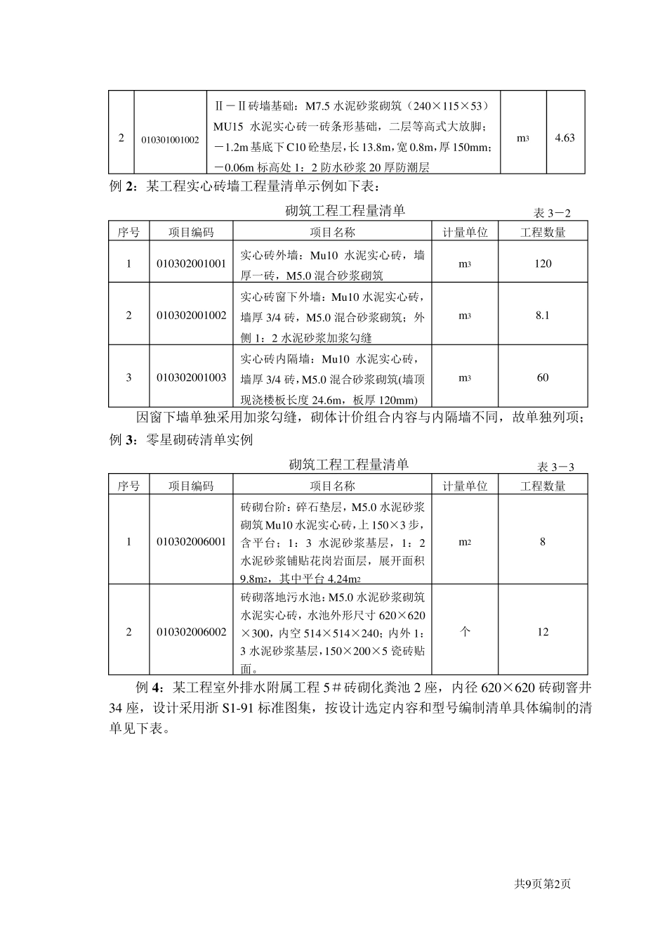 砌筑工程量清单例题_第2页