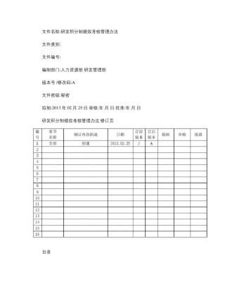 研发积分制绩效考核管理办法