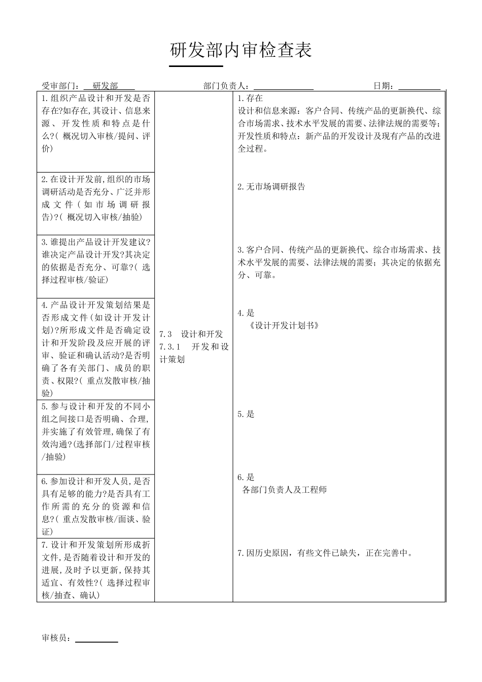 研发部内审检查表_第2页